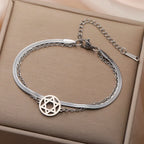 Dubbele armband met de <span data-glossary-id="etoile-de-david">Davidster</span> joods symbool zilver