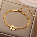 Dubbele armband met de <span data-glossary-id="etoile-de-david">Davidster</span> joods symbool goud