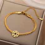 Dubbele armband met de <span data-glossary-id="etoile-de-david">Davidster</span> joods symbool goud