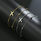 Dubbele initiaal armband goud en zilver  x