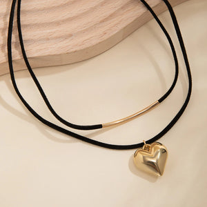 Double Collier Pendentif Coeur or