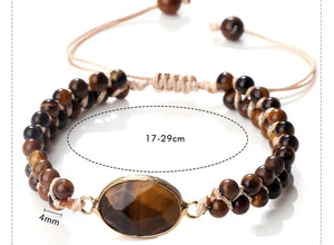 Gourmette Oeil de Tigre Femme Bracelet en Cuir