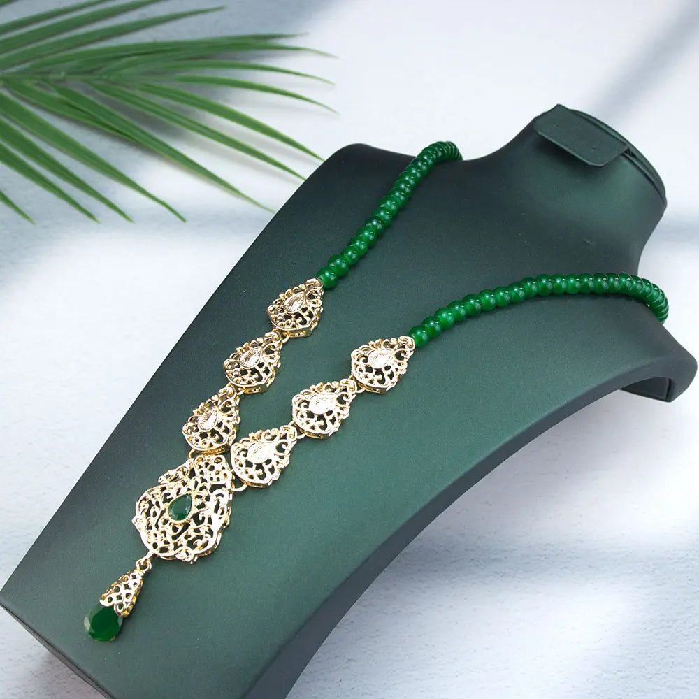 Lange ketting met traditionele groene Arabische huwelijkshanger