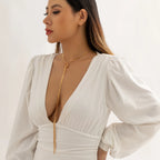Long Collier De Décolleté avec Noeud femme