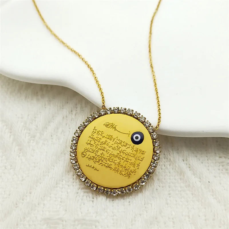 Lange ketting voor dames met Arabische islamitische moslim amulethanger Ayatul Kursi