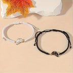 Lot de 2 Bracelets Aile de Papillon pour Meilleurs Amis noir et blanc