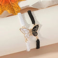 Lot de 2 Bracelets Aile de Papillon pour Meilleurs Amis noir et blanc