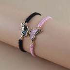 Lot de 2 Bracelets Aile de Papillon pour Meilleurs Amis noir et rose
