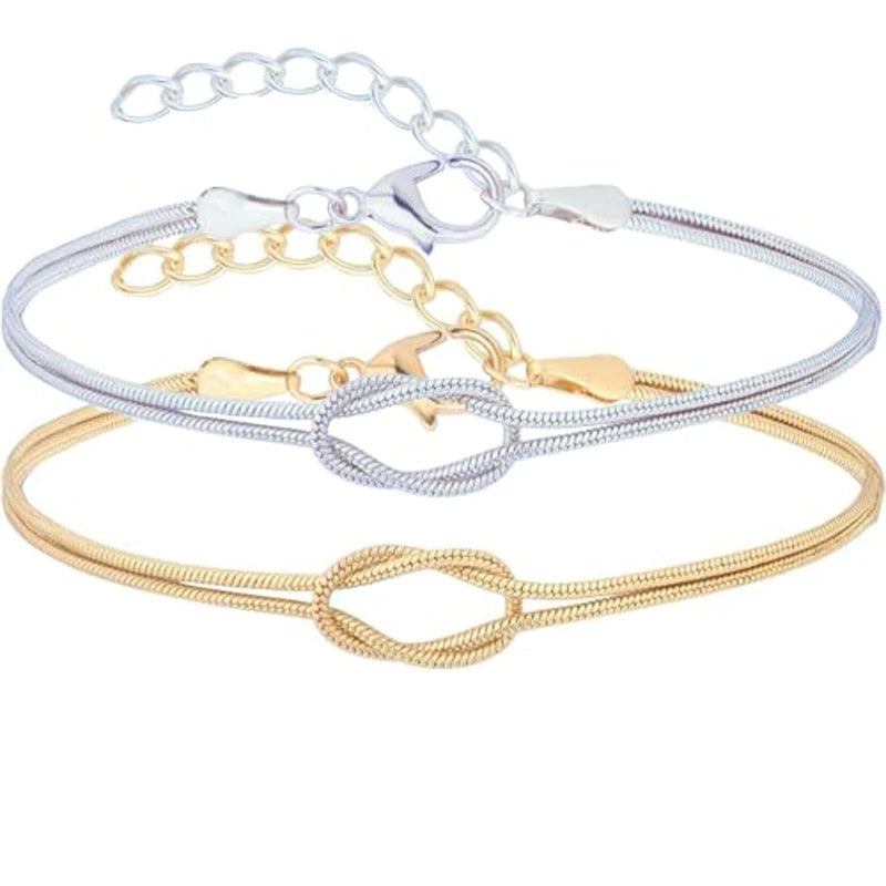 Lot de 2 Bracelets Noeuds Romantiques pour Couple d'Amis ou Duo