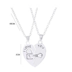 Set van 2 Kettingen met Halve Hart Hangers "I Love You" voor Liefdeskoppel 