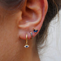 Set van 3 oorbellen en hanger met blauw beschermend oog