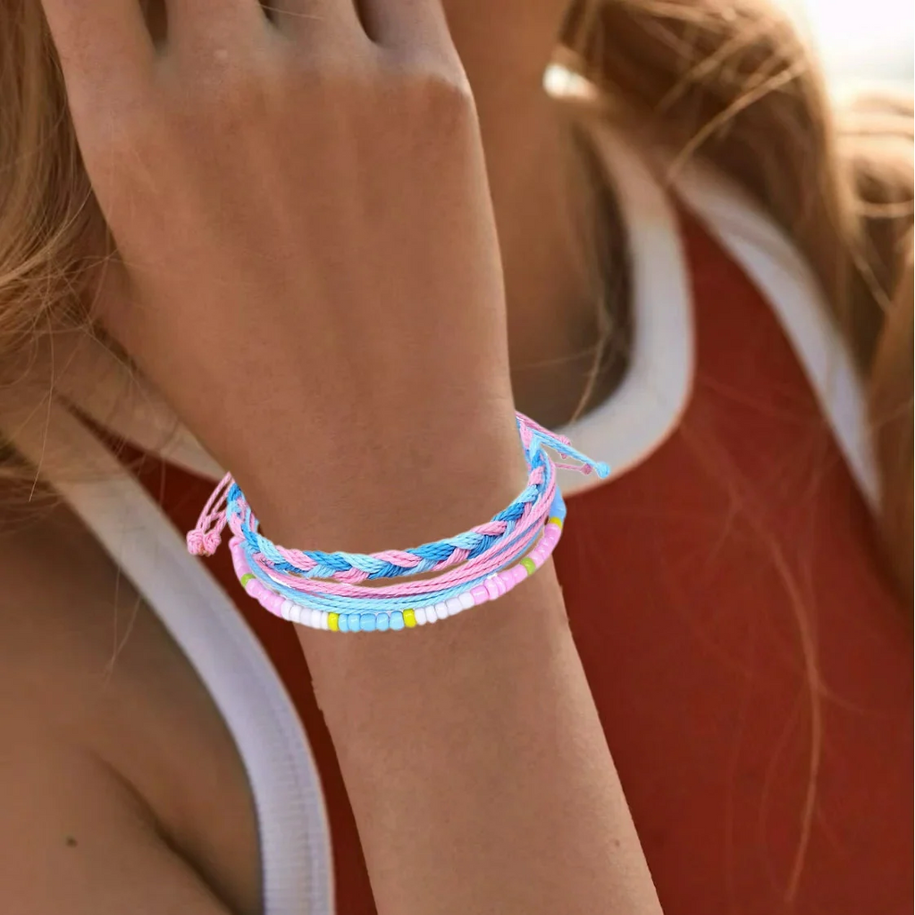 Set van 3 kleurrijke waterdichte Braziliaanse armbanden roze