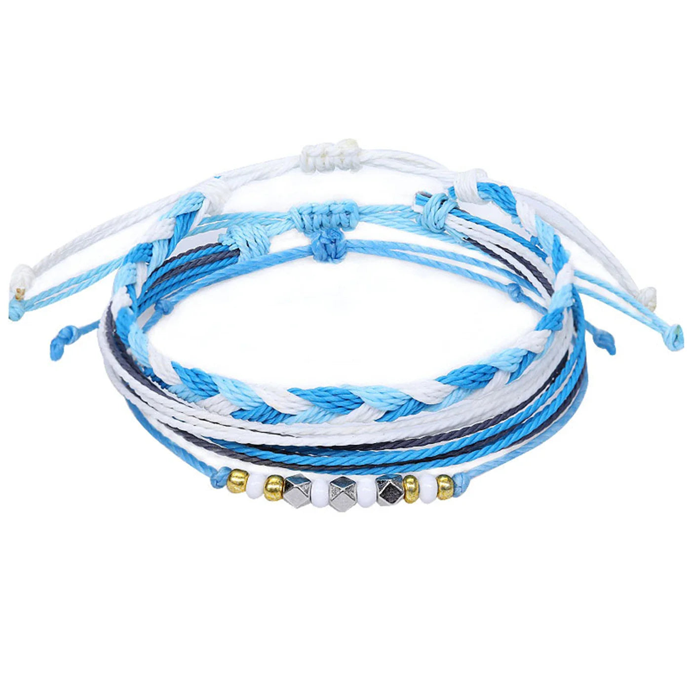 Set van 3 kleurrijke waterdichte Braziliaanse armbanden blauw 