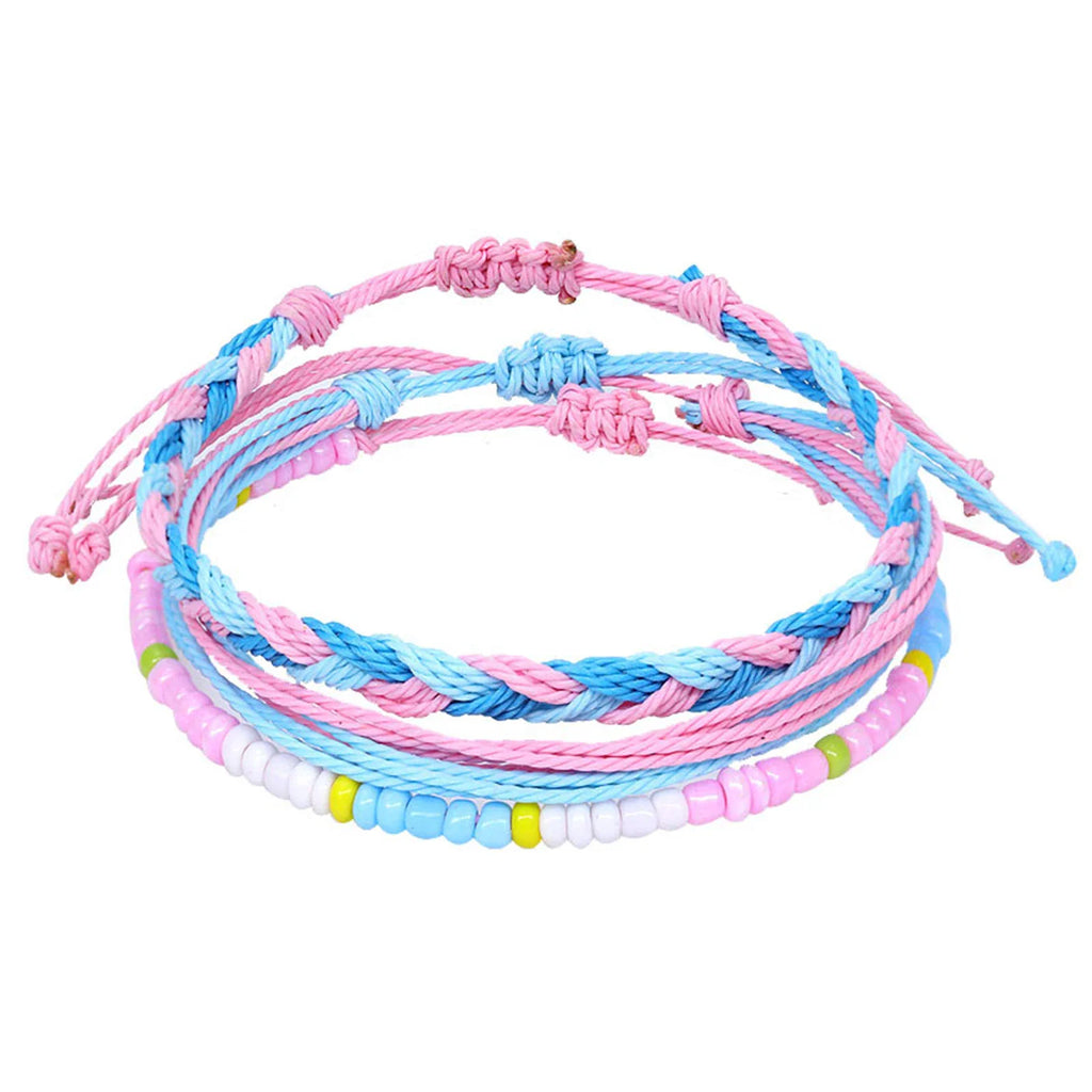 Set van 3 kleurrijke waterdichte Braziliaanse armbanden roze