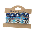 Set van 3 Braziliaanse armbanden in etnische stijl, handgemaakt, blauw