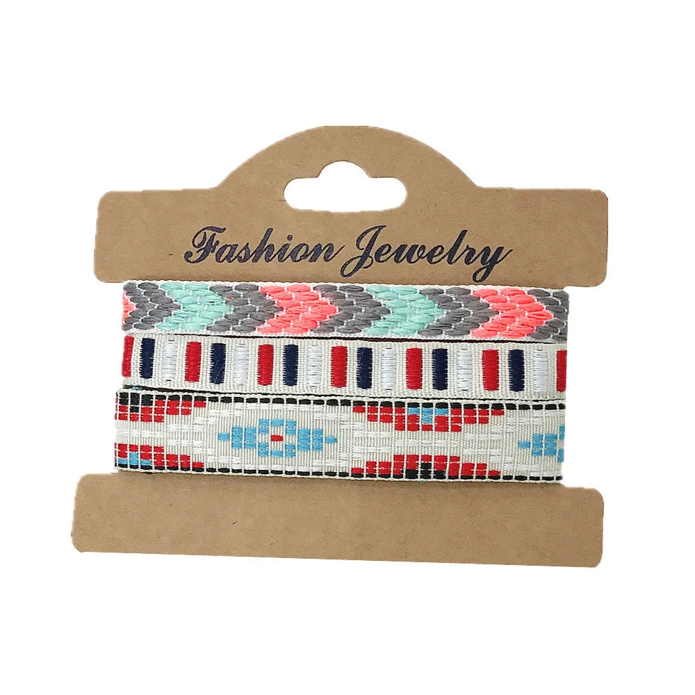 Set van 3 Braziliaanse armbanden in etnische stijl, handgemaakt, blauw en grijs