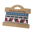 Set van 3 Braziliaanse armbanden in etnische stijl, handgemaakt, blauw en rood