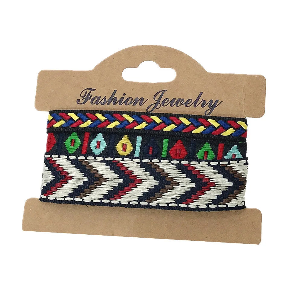 Set van 3 Braziliaanse armbanden in etnische stijl, handgemaakt, blauw en grijs