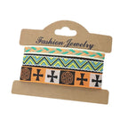Set van 3 Braziliaanse armbanden in etnische stijl, handgemaakt, oranje en groen