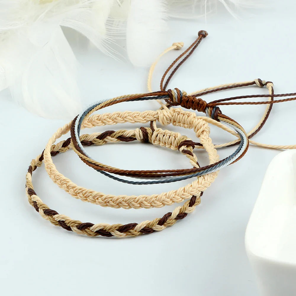 Set van 3 gevlochten, waterdichte Braziliaanse armbanden beige