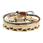 Set van 3 gevlochten, waterdichte Braziliaanse armbanden beige