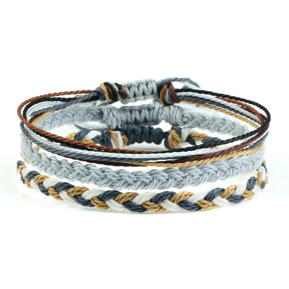 Set van 3 gevlochten, waterdichte Braziliaanse armbanden grijs