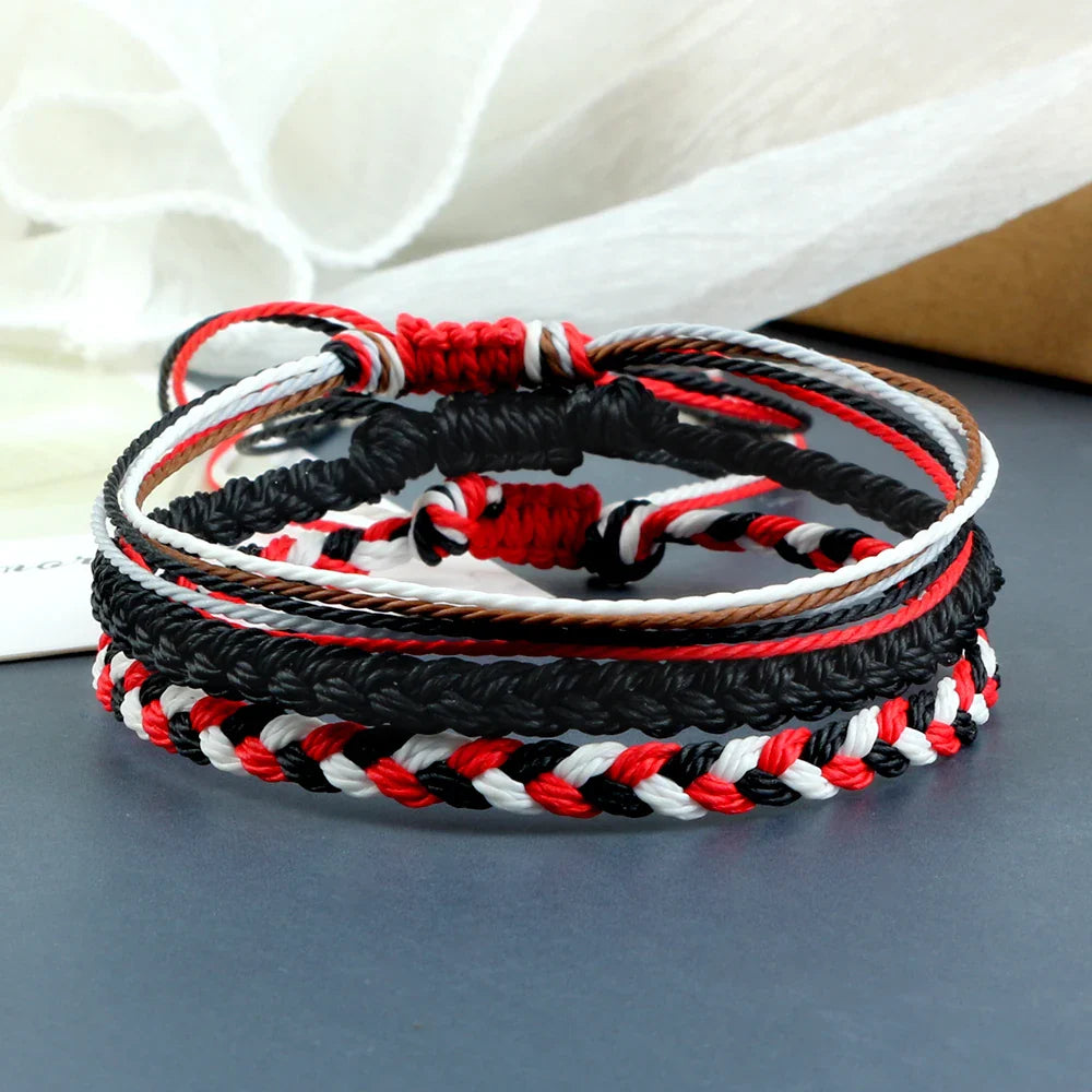 Set van 3 gevlochten, waterdichte Braziliaanse armbanden zwart