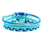 Set van 3 gevlochten, waterdichte Braziliaanse armbanden turquoise