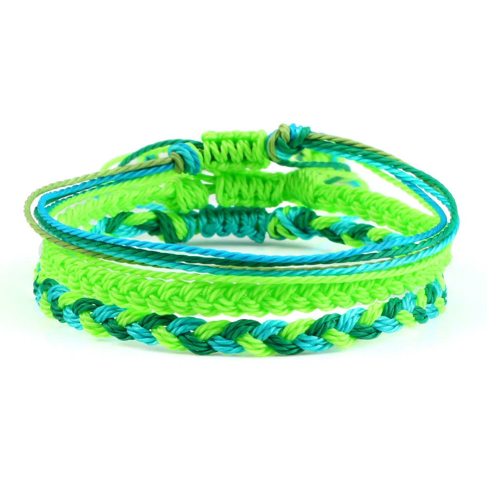 Set van 3 gevlochten, waterdichte Braziliaanse armbanden groen 