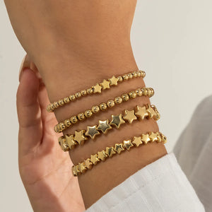 Lot de 4 Bracelets Etoiles or