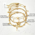 Set van 5 enkelbandjes: ster, oneindig, vlinder, kralen en hart