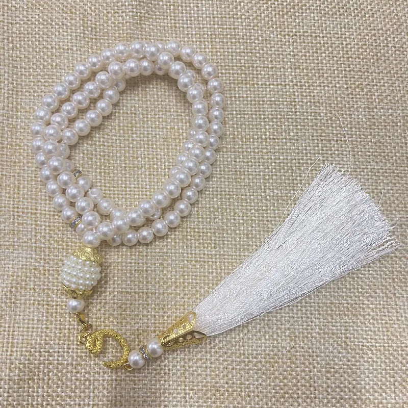 Misbaha 99 kralen - Islamitische gebedsketting met witte pompon