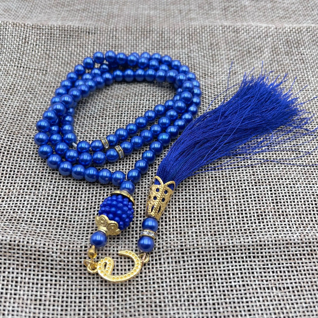 Misbaha 99 kralen - Islamitische gebedsketting met blauwe pompon