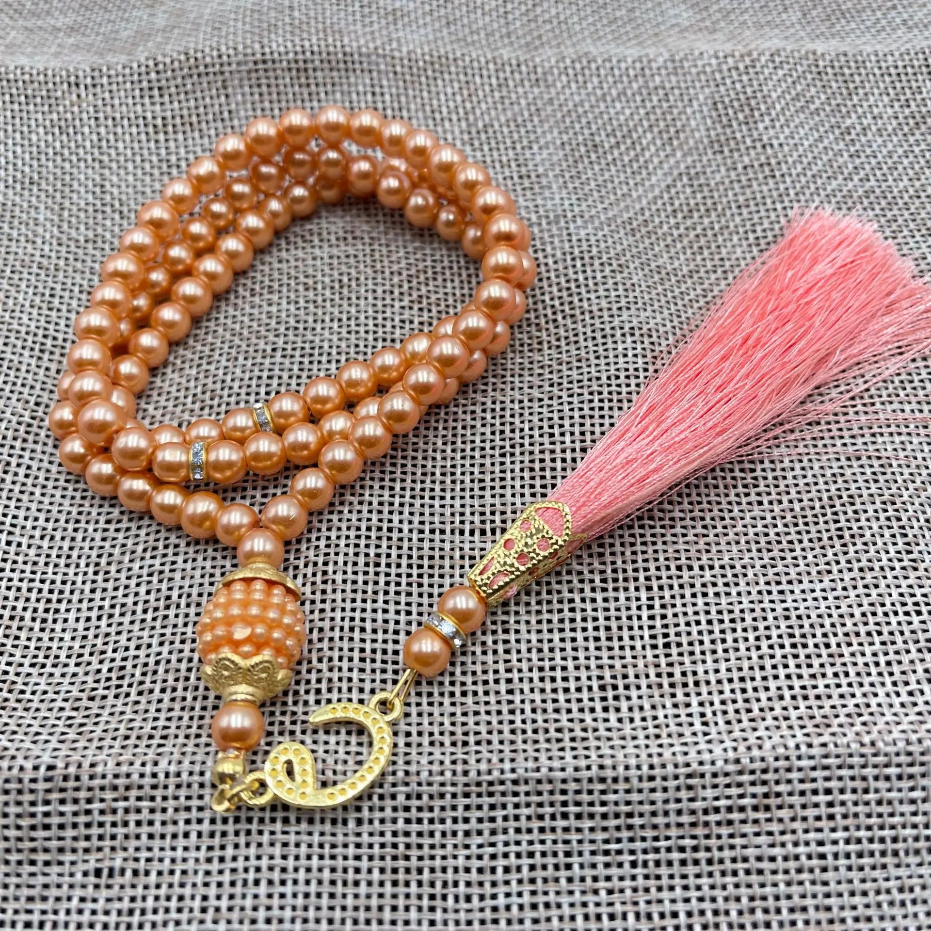 Misbaha 99 kralen - Islamitische gebedsketting met oranje pompon