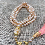 Misbaha 99 kralen - Islamitische gebedsketting met lichtroze pompon