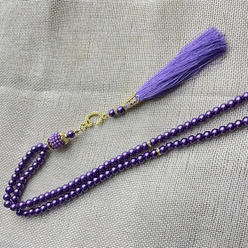 Misbaha 99 kralen - Islamitische gebedsketting met paarse pompon