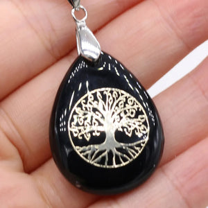 Pendentif Boule Pierre Naturelle Arbre de Vie