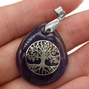 Pendentif Boule Pierre Naturelle Arbre de Vie