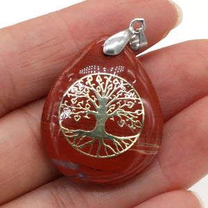 Pendentif Boule Pierre Naturelle Arbre de Vie