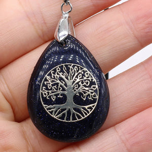 Pendentif Boule Pierre Naturelle Arbre de Vie