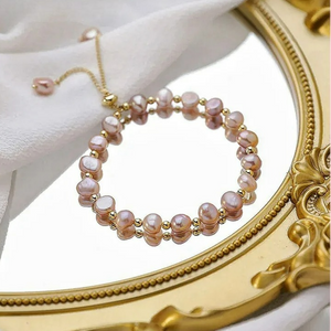 Bracelet Gourmette en Perles Roses