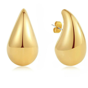 Imposantes Boucles d'Oreilles Clou Goutte d'Eau or