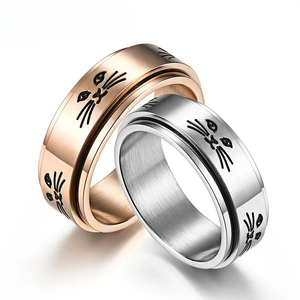 Bague Anneau avec Chats Anti-Stress Tournant or rose