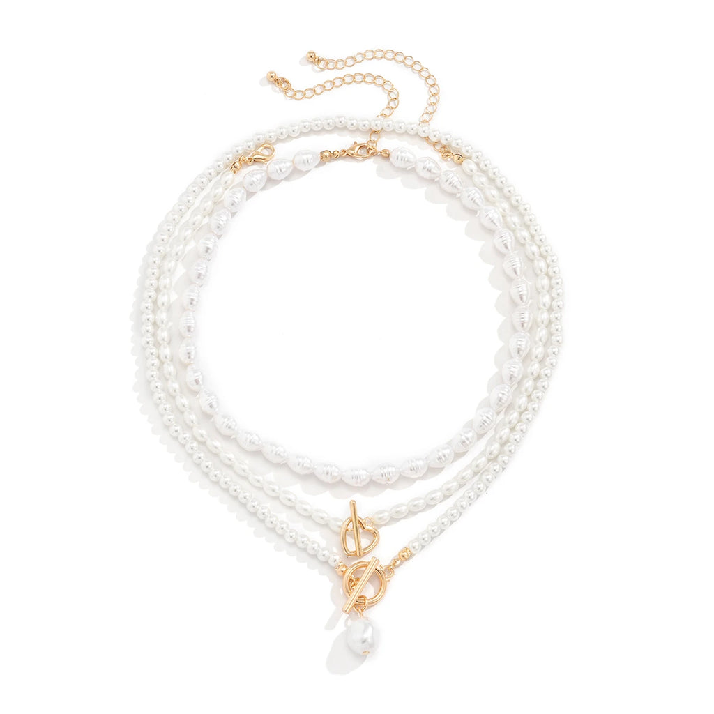 Set van 3 Kettingen met Witte Parels