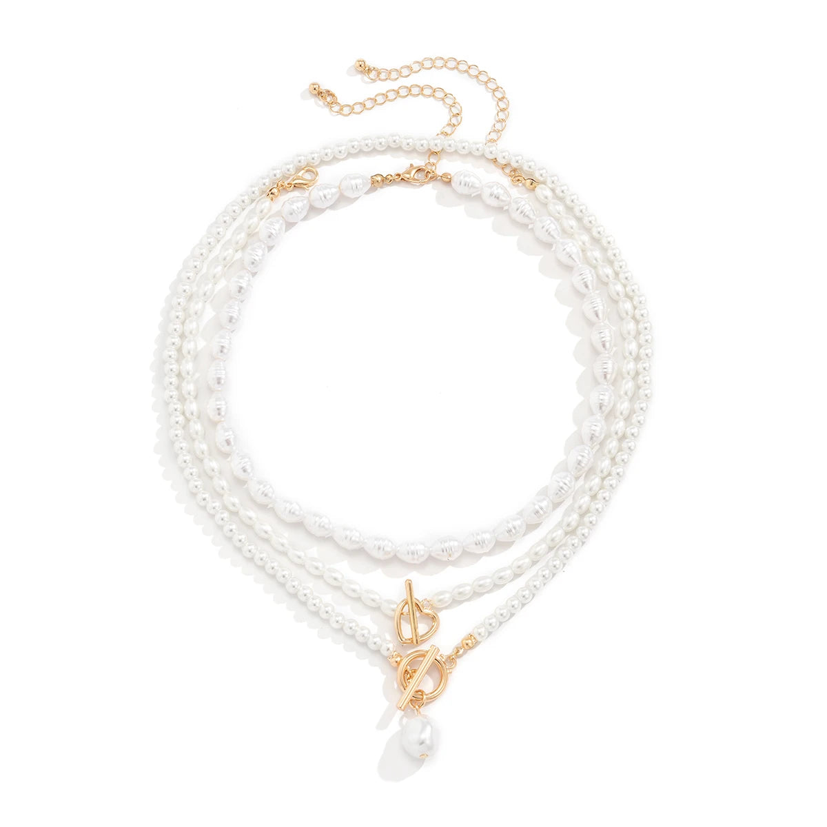 Set van 3 Kettingen met Witte Parels