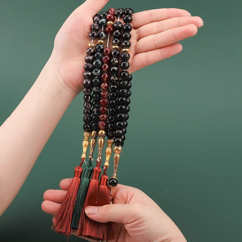 Tasbih Lang 33 zwarte kralen - moslimgebedsketting