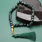 Tasbih Lang 33 zwarte kralen - groene moslimgebedsketting