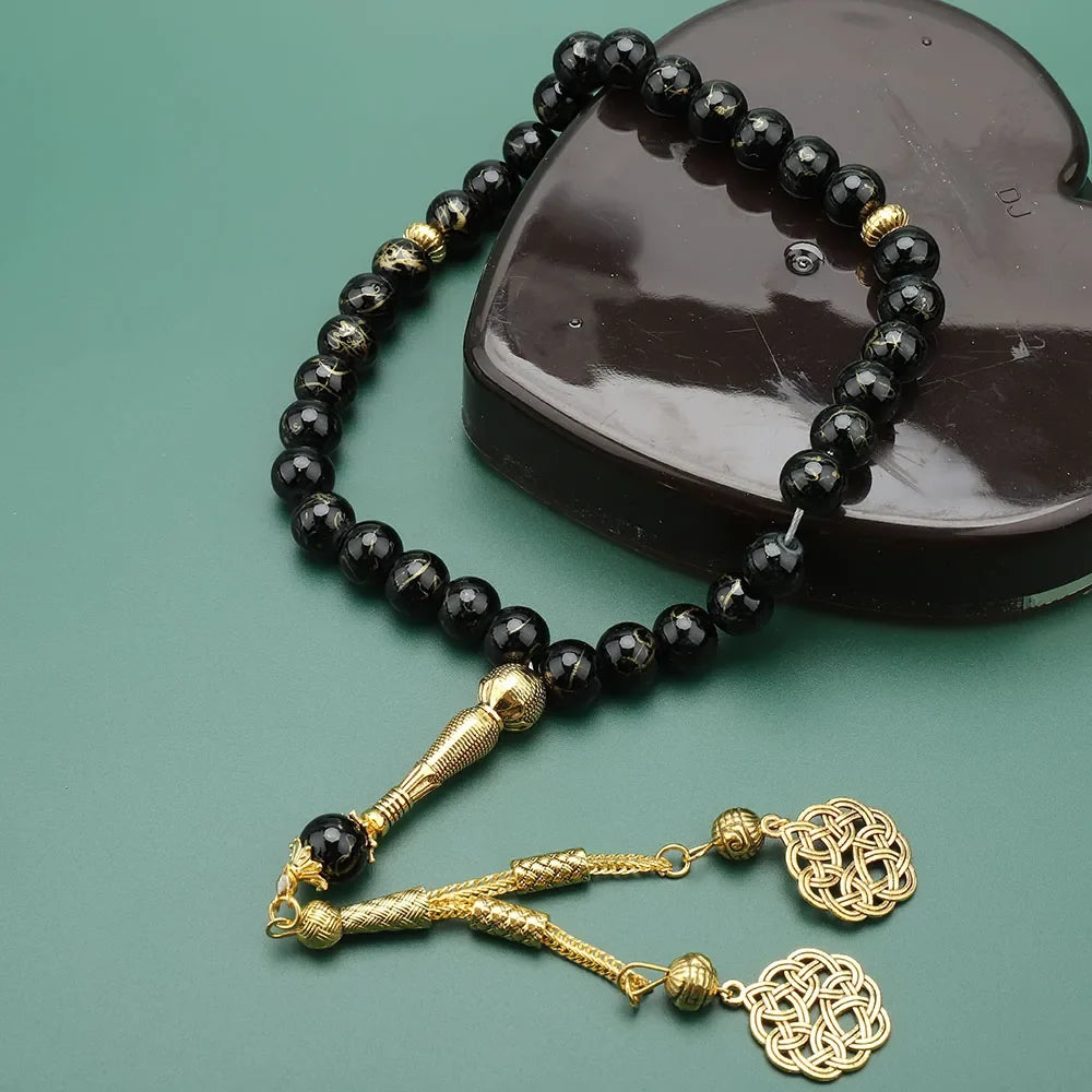 Tasbih Lang 33 Zwarte kralen - islamitische gebedsketting