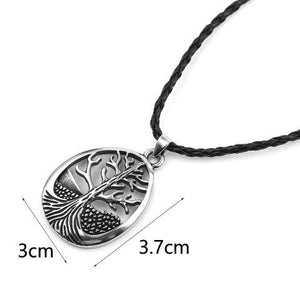 Collier Pendentif Arbre de Vie acier noir 