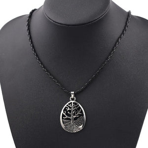 Collier Pendentif Arbre de Vie acier noir 